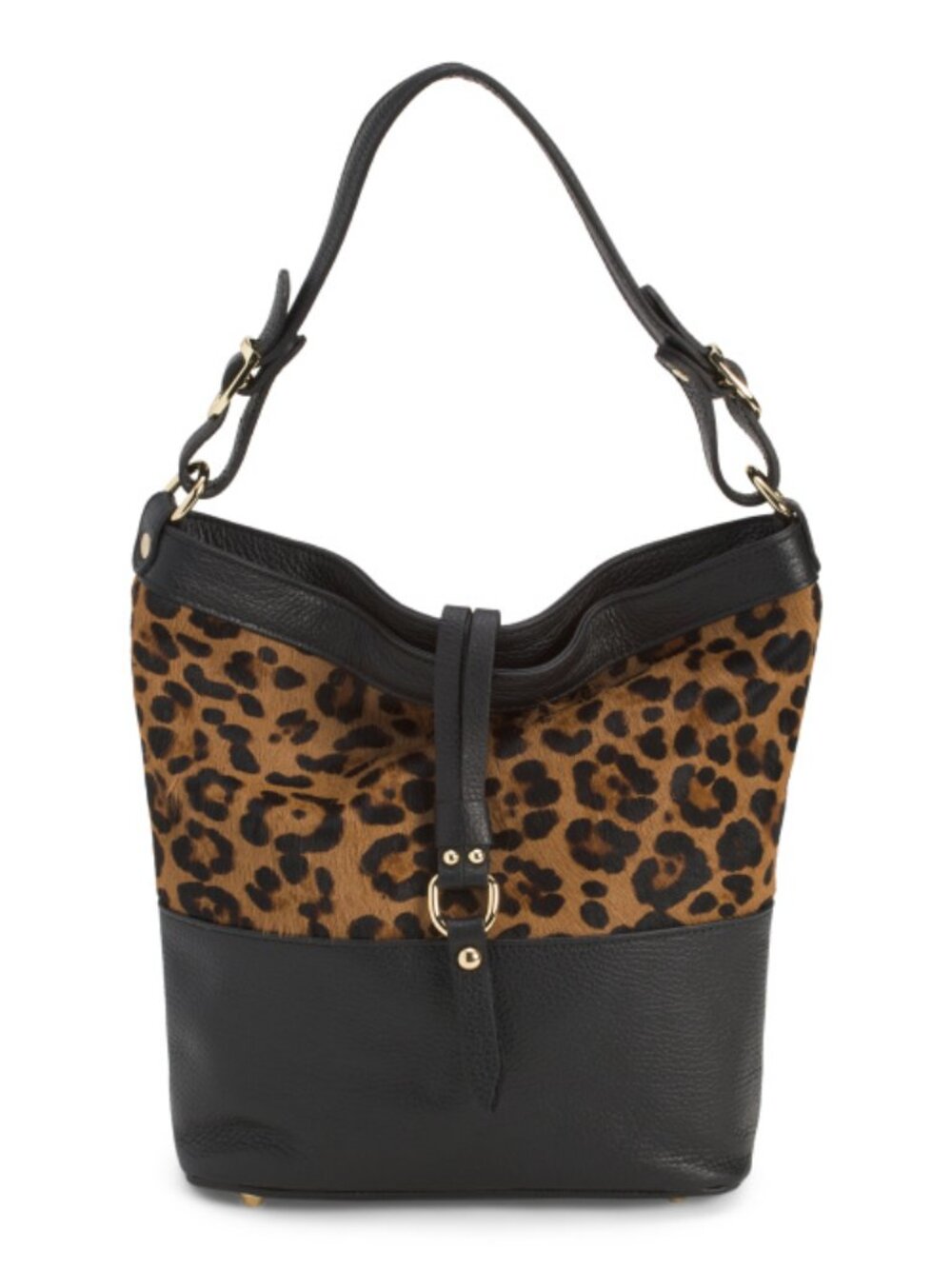 VALENTINA Made In Italy Leather Hobo With Animal Print Panels